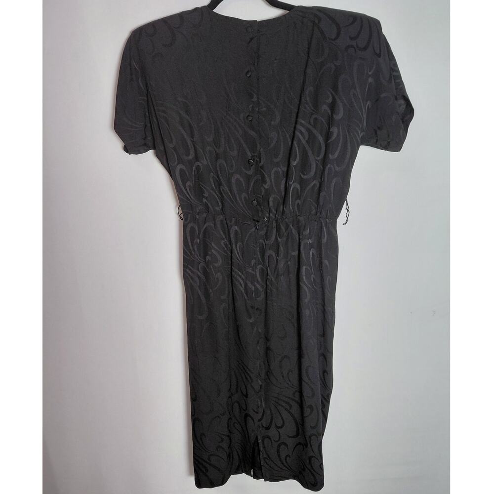 Erika's Place Dress Black  Sleeve Knee Length Silk Women See Measurements